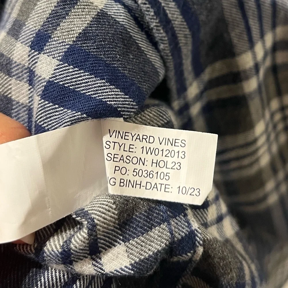 Vineyard Vines Blue Plaid Flannel Shirt Size Small